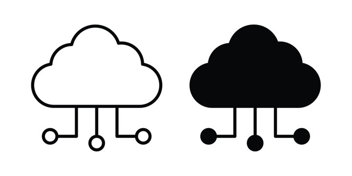 Cloud computing icon logo line black symbols collections.