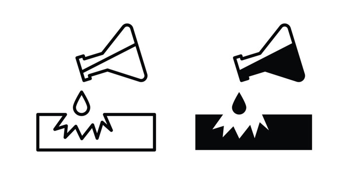 Corrosive substance icon logo line black symbols collections.
