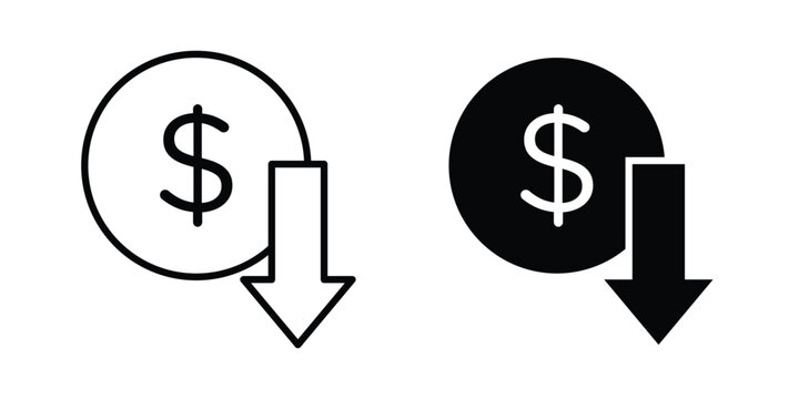 Cost reduction icon logo line black symbols collections.