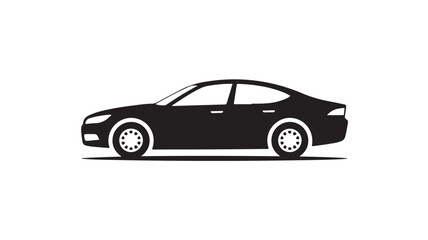 Fototapeta premium Car Silhouette Side Profile View, Modern Automotive Vector Icon for Transportation and Vehicle Rental Branding