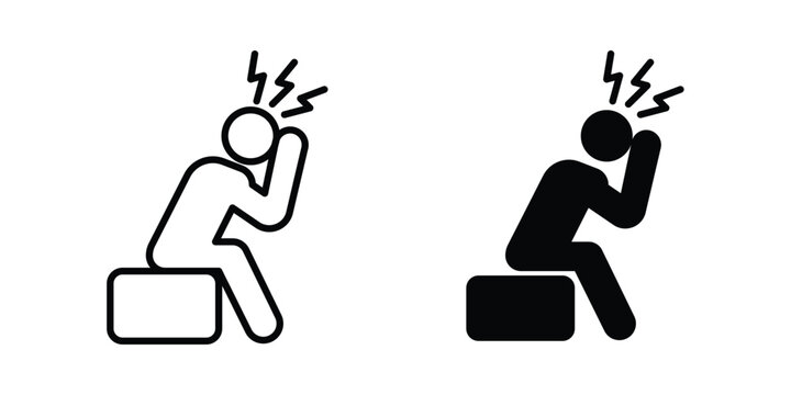 Depression icon logo line black symbols collections.