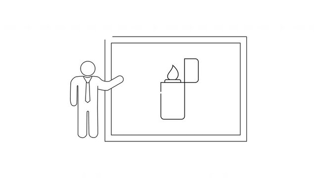 Man Presenting a Lighter Illustration on a Screen.