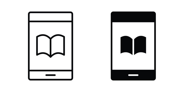 Ebook icon logo line black symbols collections.