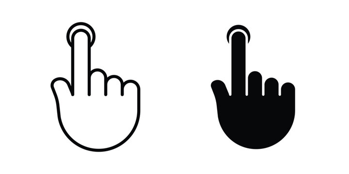 Finger press icon logo line black symbols collections.