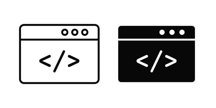 Front end icon logo line black symbols collections.