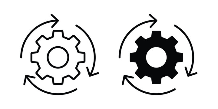 Implementation icon logo line black symbols collections.