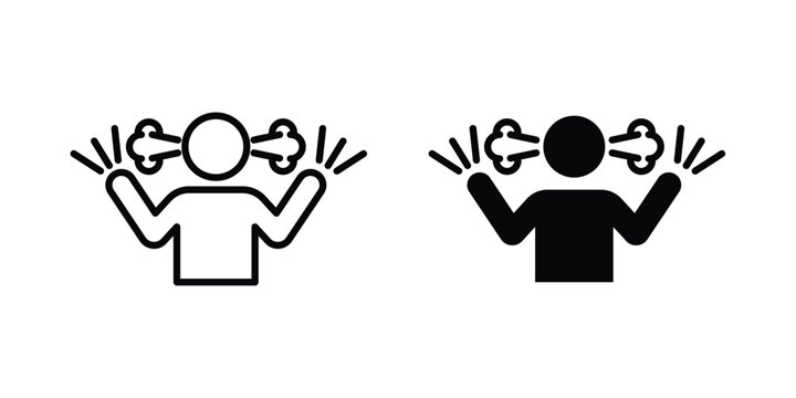 Irritated human icon logo line black symbols collections.