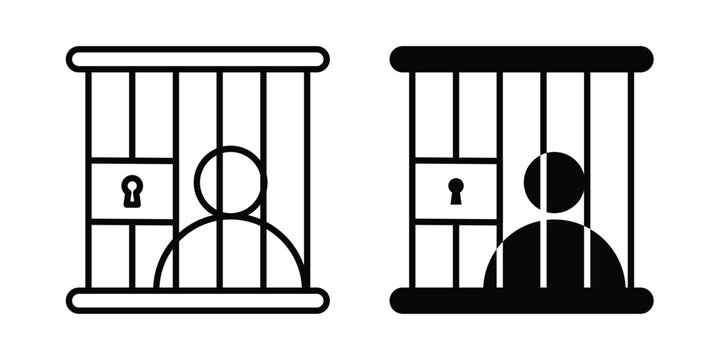 Jail icon logo line black symbols collections.