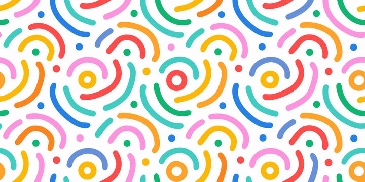 colorful doodle wave pattern on white background