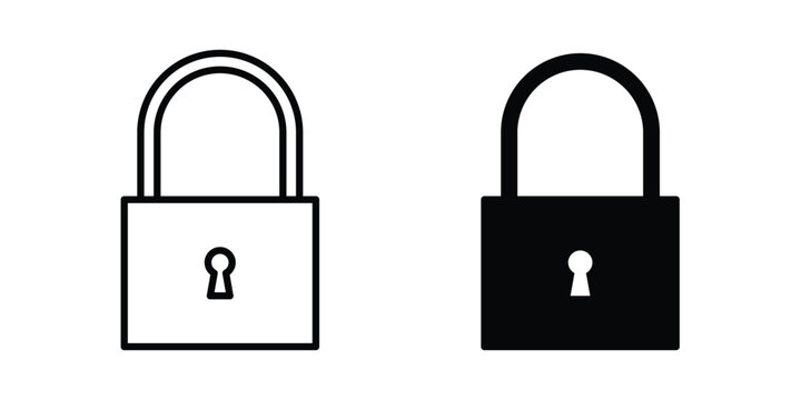 Padlock icon logo line black symbols collections.