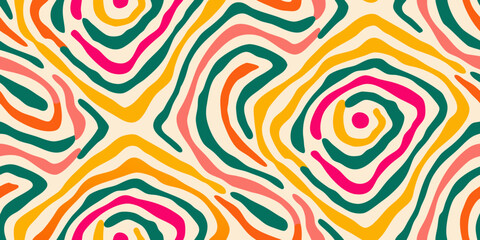 Obraz premium abstract wave pattern colorful seamless design on beige background