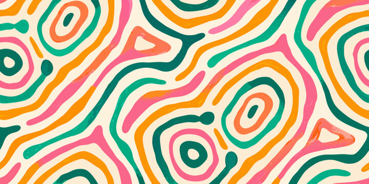 Colorful wave pattern abstract seamless design with vibrant swirls