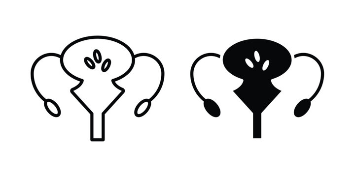 Pelvic inflammatory disease icon logo line black symbols collections.
