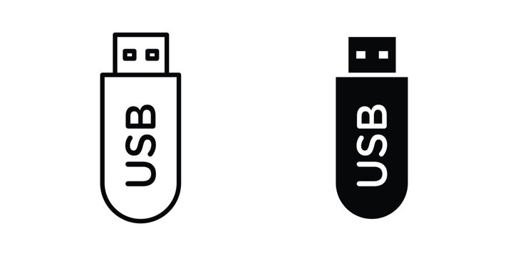 Pendrive icon logo line black symbols collections.