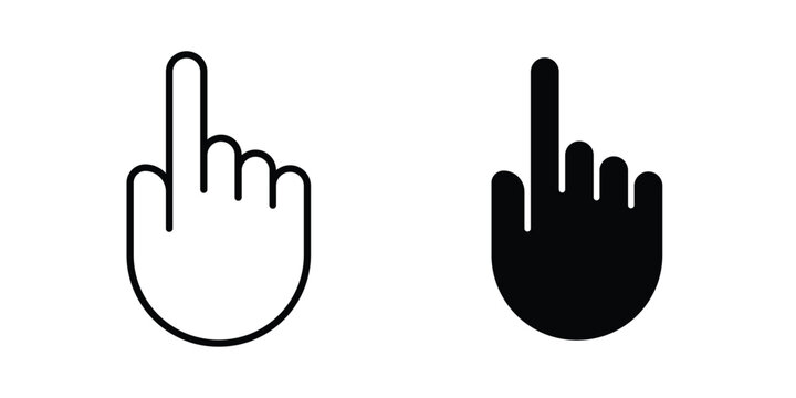 Pointing hand icon logo line black symbols collections.