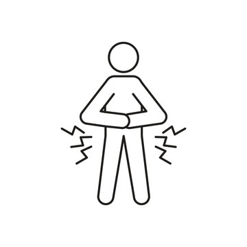 Muscle pain icon isolated on white background in stroke line style