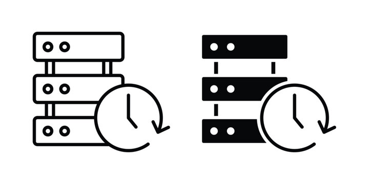 Real time data icon logo line black symbols collections.