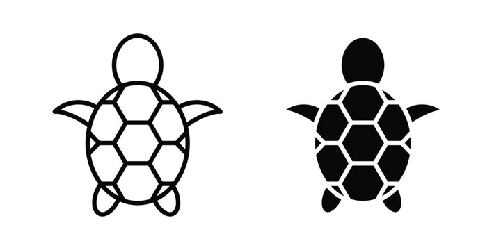 Sea turtle icon logo line black symbols collections.