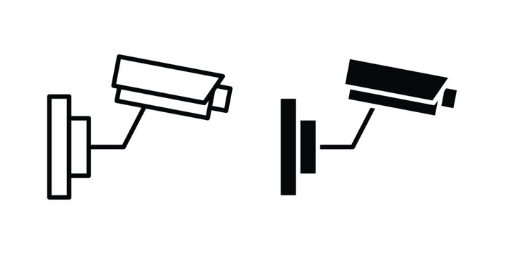 Security camera icon logo line black symbols collections.
