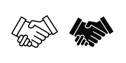 Obraz premium Shake hands icon logo line black symbols collections.