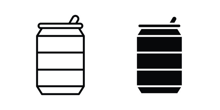 Soda can icon logo line black symbols collections.