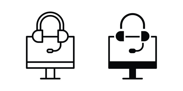 Tech support icon logo line black symbols collections.