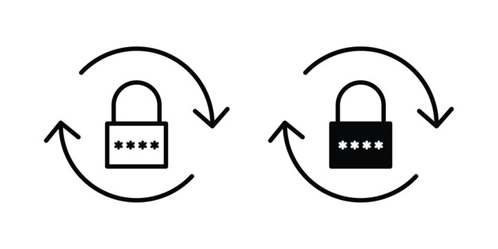 Update password icon logo line black symbols collections.