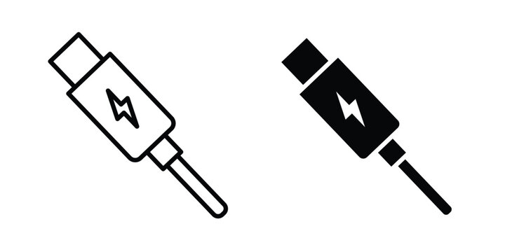 USB type c icon logo line black symbols collections.
