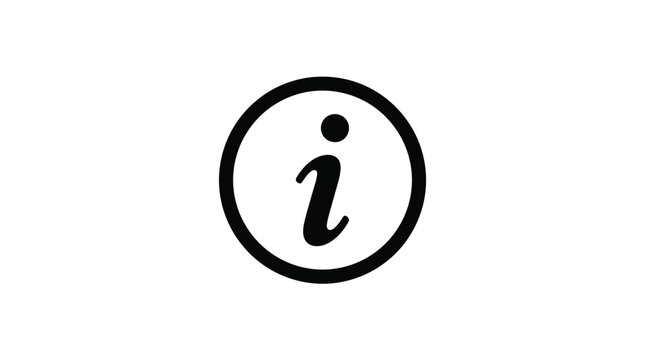 The information symbol features a lowercase letter i centered within a bold circular frame to signify help or data access for users.