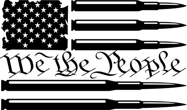 We The People flag with rifles vector illustration
