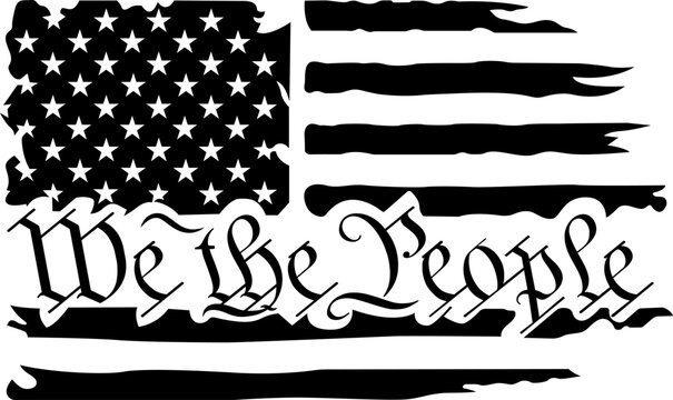 We the People signature with American flag design vector illustration