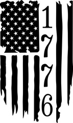 Fototapeta premium Tattered American flag with 1776 date design