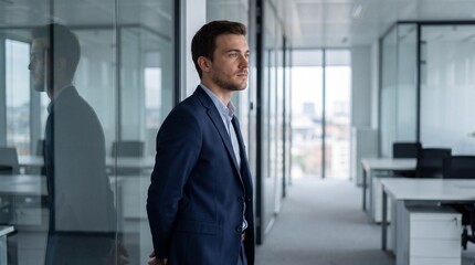 Fototapeta premium Businessman, office worker, professional man, corporate environment, modern workspace