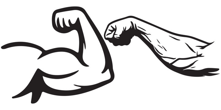 Arm Wrestling: A stylized illustration depicting a muscular arm locked in a contest of strength against another hand, capturing the essence of competition.