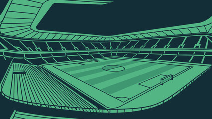 Green soccer stadium, football field illustration, sports arena vector, green stadium © Adobe