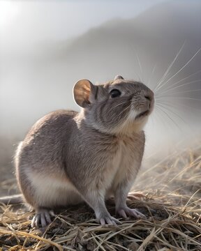 A dark brown viscacha rat  genetic hybrid experiment  fantasy animal, fictional species in a spirit field