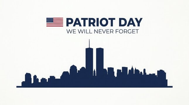 Patriot day remembrance 9 11 memorial skyline with american flag never forget tribute