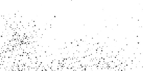 Obraz premium Minimal scattered triangle confetti background with abstract geometric particles, monochrome modern design on white backdrop