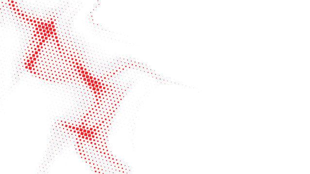 Abstract red square halftone pattern with diagonal geometric motion, modern dotted background on white backdrop, vector illustration