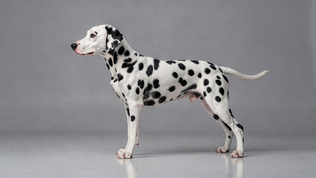 dalmatian dog at studio lighting facing left