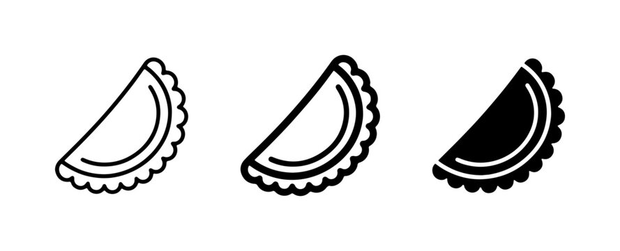 Dumpling Icons, Pierogi Vector Graphics, Empanada Line Art, Food Symbols Set