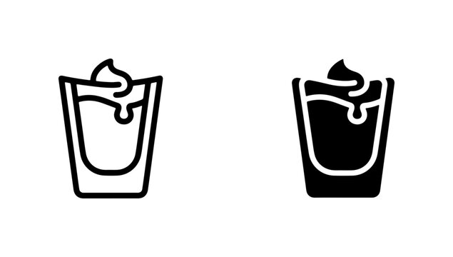 Dessert Shot Glass Icons, Sweet Treat Vector Graphics, Creamy Dessert Drink Symbols, Minimalist Food Icons