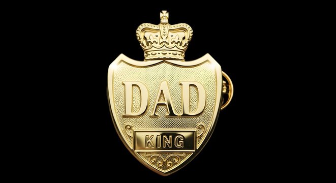 Gold Dad King Shield Badge
