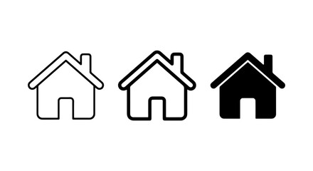 Fototapeta premium Home Icon Set, Simple House Symbols, Residential Building Graphics, Property Outline and Solid Fill Vector Illustrations