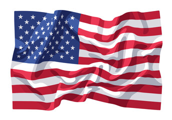 Obraz premium United States of America waving flag graphic featuring folded cloth details in a clean commercial vector style for national patriotic themes