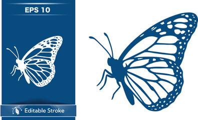 Monochromatic butterfly illustration with detailed wings and body © MdAbdullah