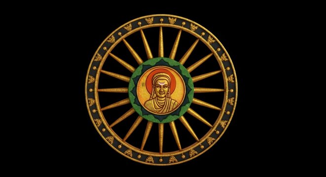 Golden Wheel of Spirituality with Hindu Saint