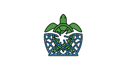 Green Turtle in Blue Basket. © kancil