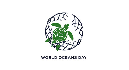 Green turtle on globe logo design. © kancil