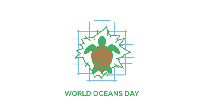 Green turtle logo for ocean conservation.